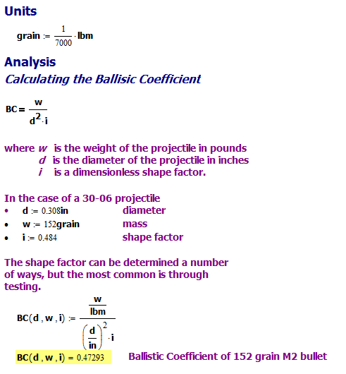 Ballistic Coefficient Calculation