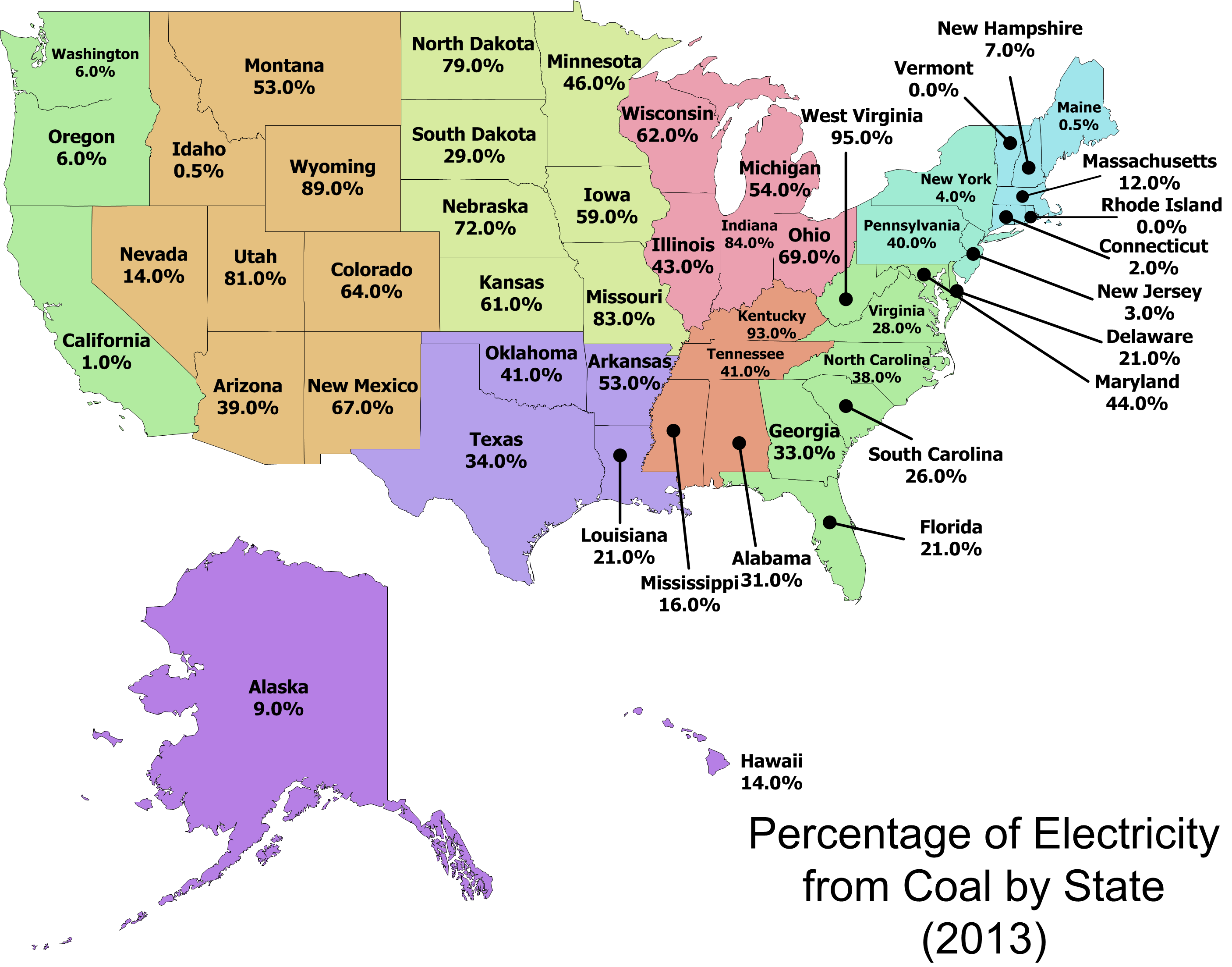 Electricity Generation Percentage From Coal By State Math Encounters Blog